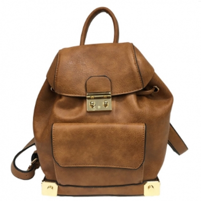 Faux Leather Backpack MY6011 39652 Brown